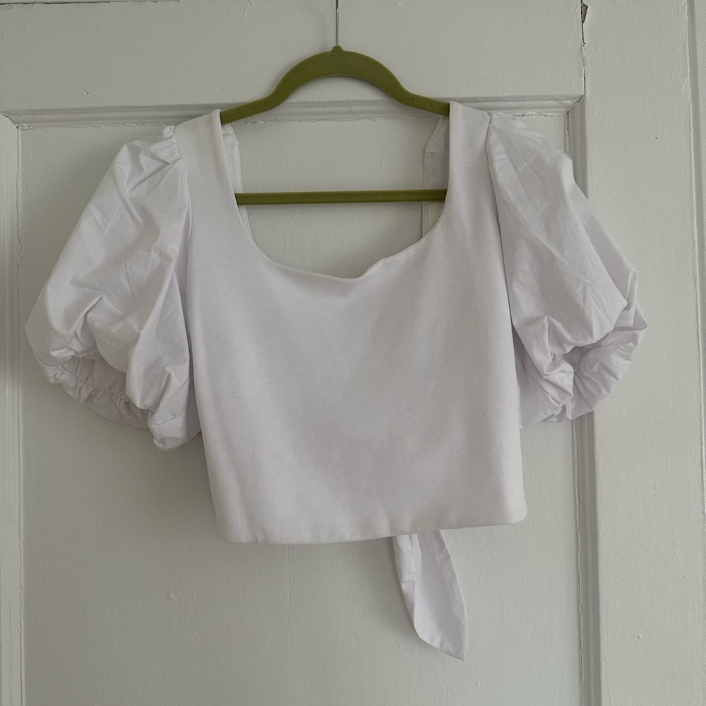 Anthropologie Puff Sleeve Tie Top